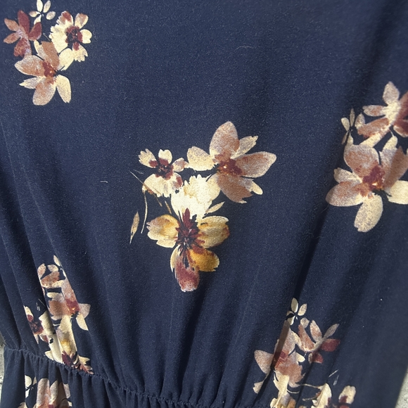 EUC French Grey Navy Floral Long Sleeve Dress Size XS - Picture 3 of 12